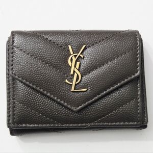 Yves Saint Laurent Brown Wallet with Gold Logo